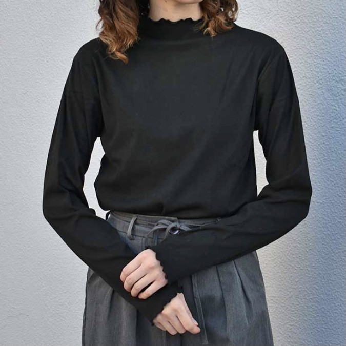 起毛リブプチハイネックロンT