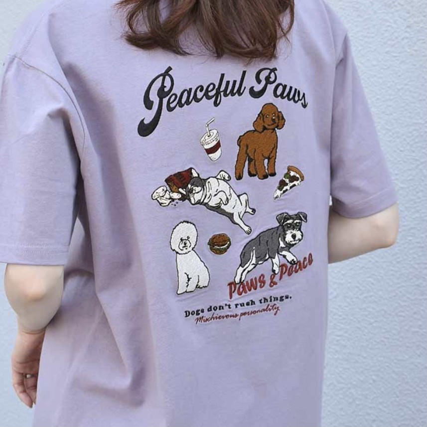 のんびりdog刺繍Tシャツ