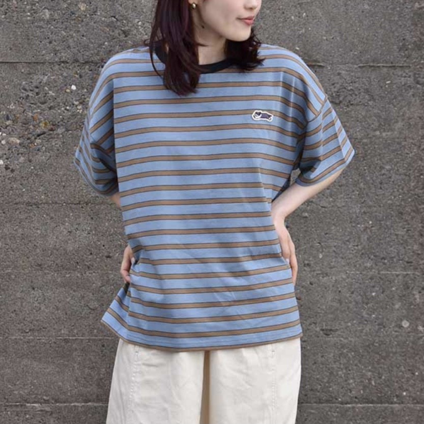 Bouncy.ワッペン付ボーダーTシャツ