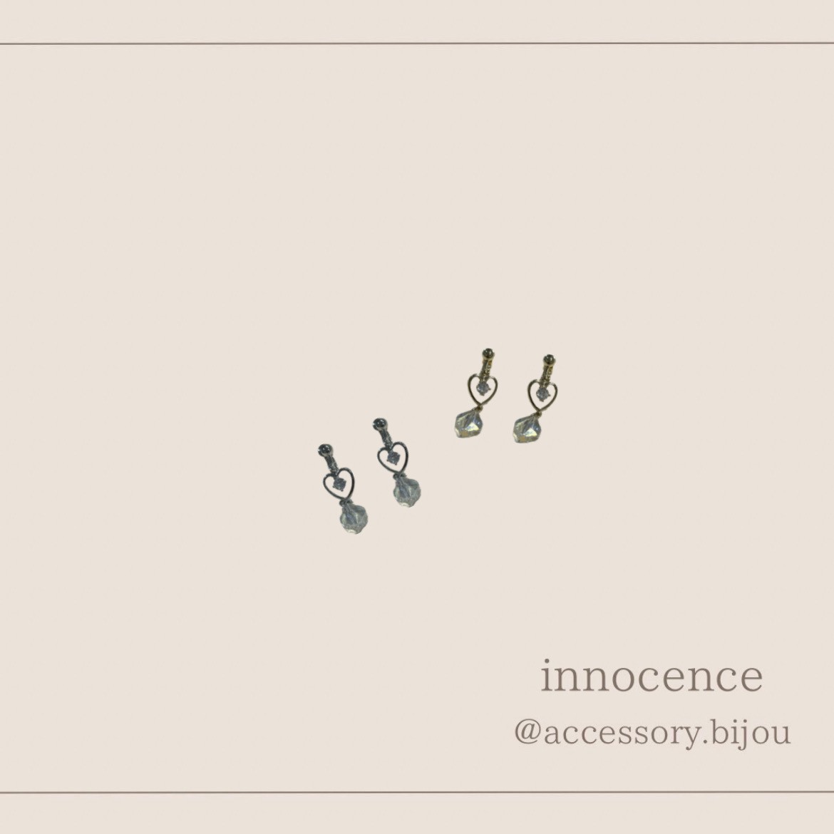 キュービックジルコニアハートイヤリング