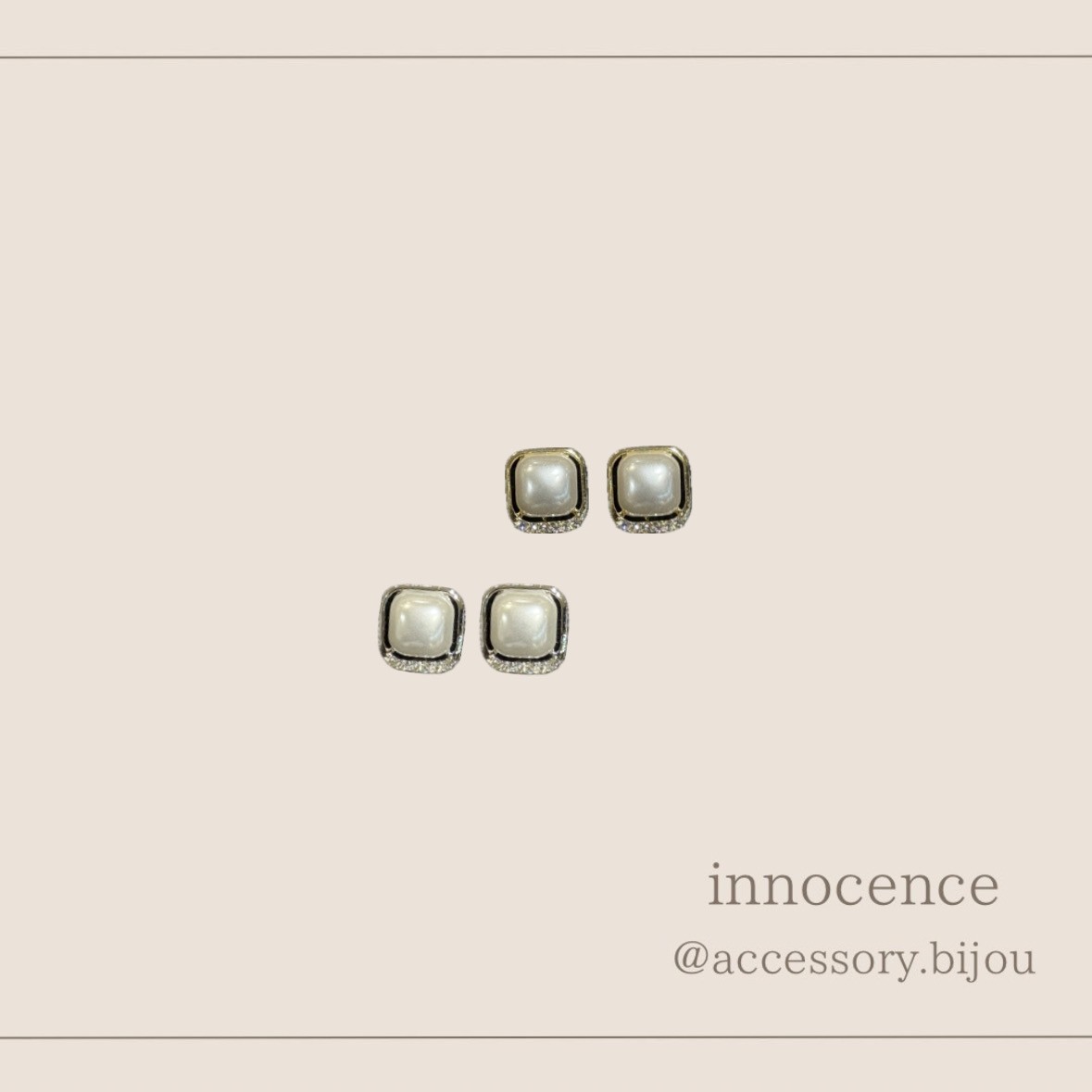 パール×ビジューイヤリング