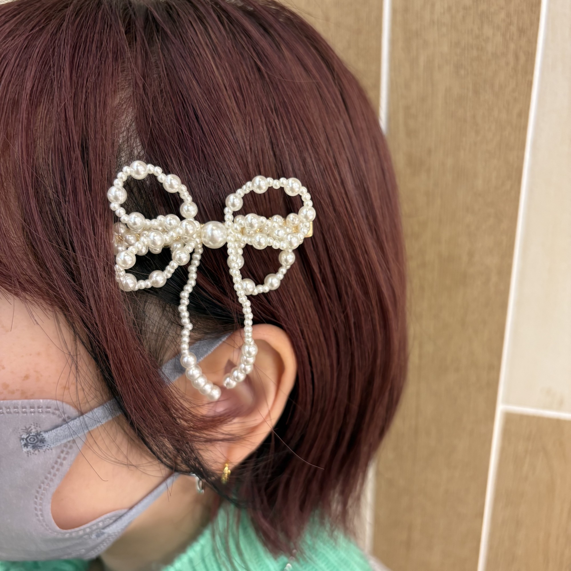 パールリボンバレッタ＆クリップ