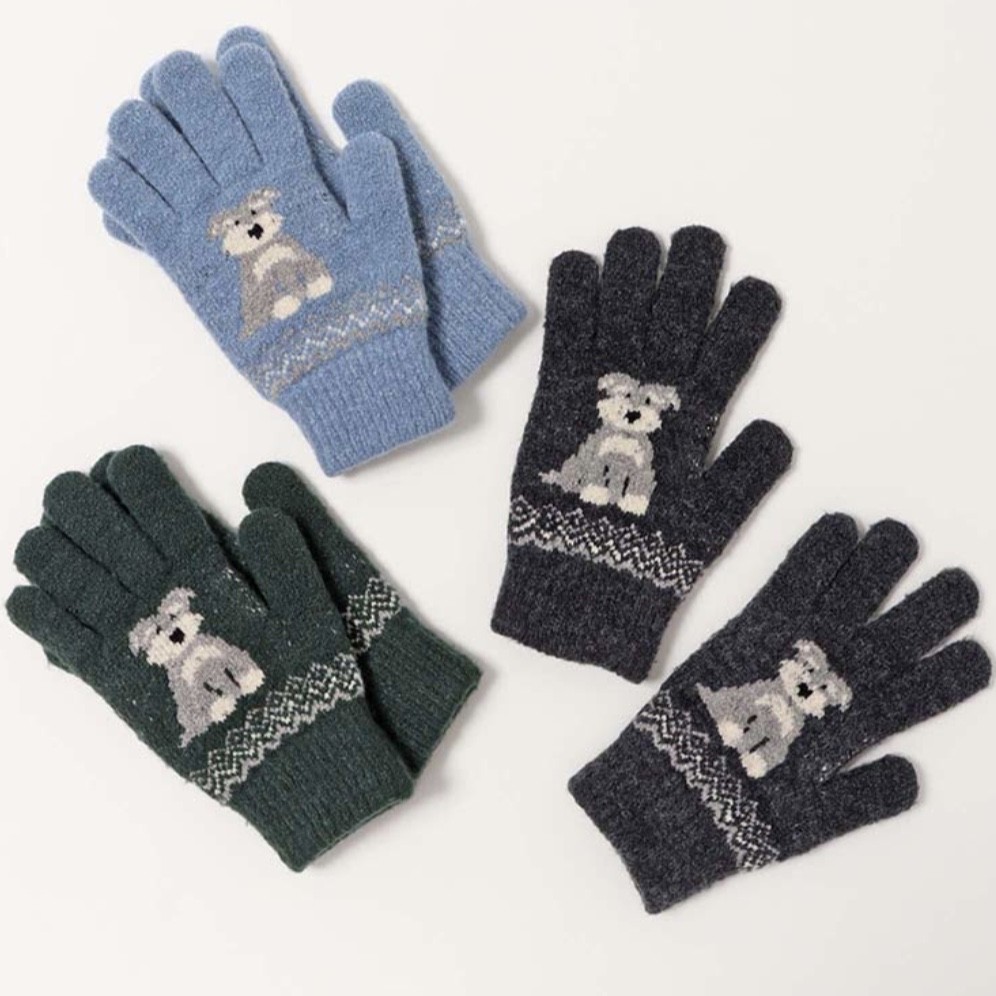 裏起毛シュナウザーニットグローブ