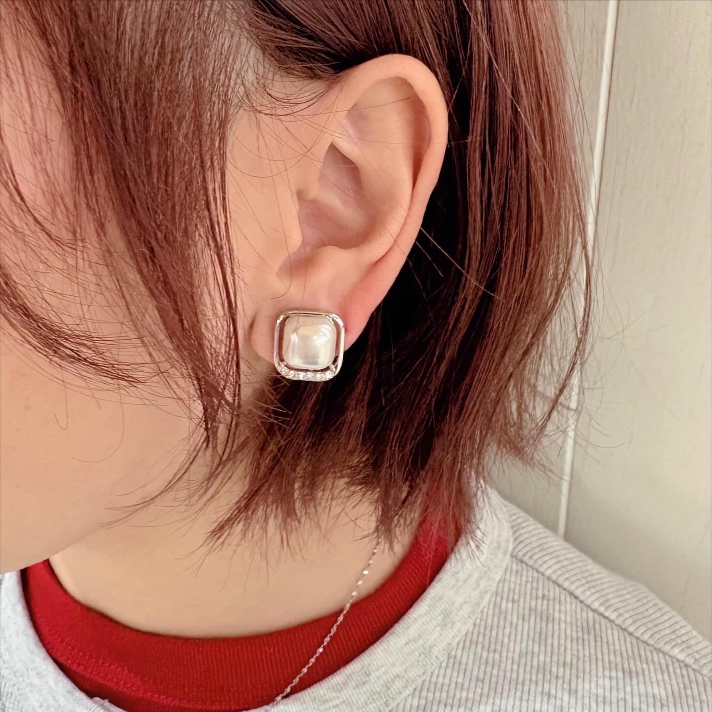 パール×ビジューイヤリング