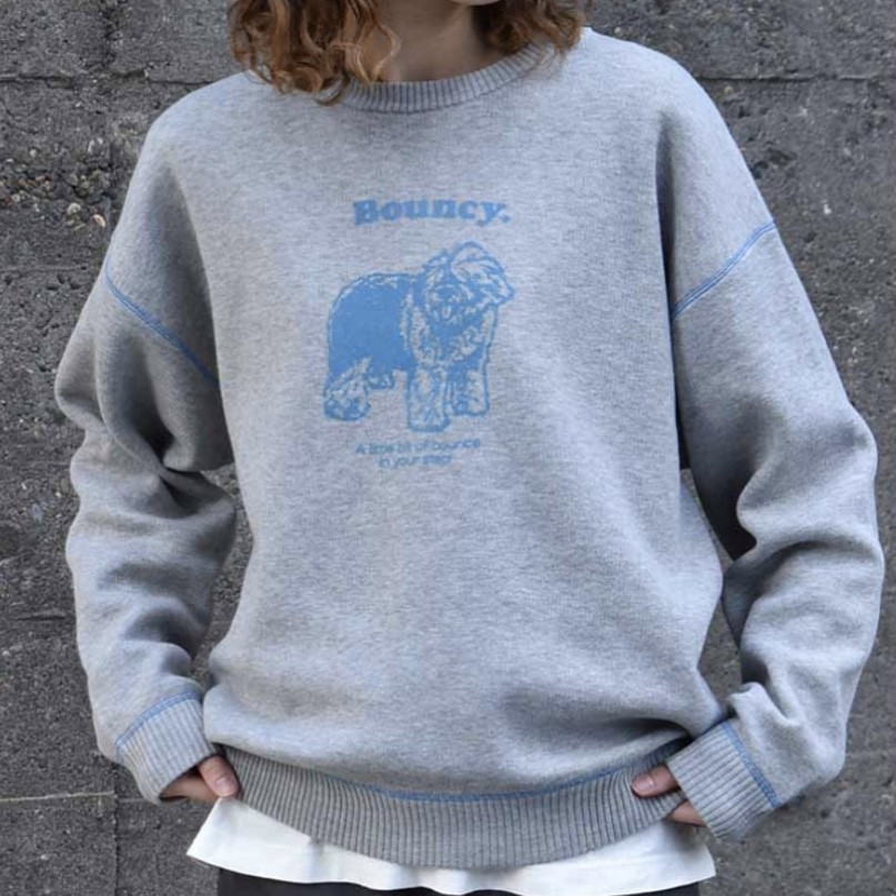 Bouncy.フロッキープリントニットプルオーバー