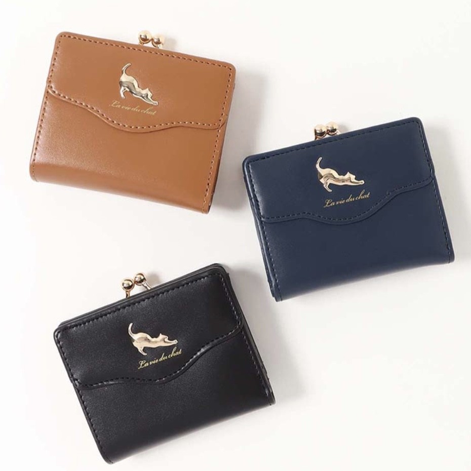 のびねこ二つ折りがま口財布