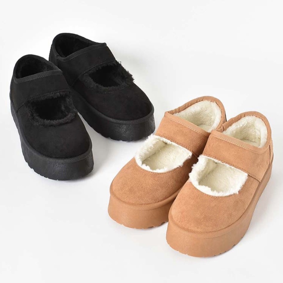 撥水厚底ムートンメリージェーン