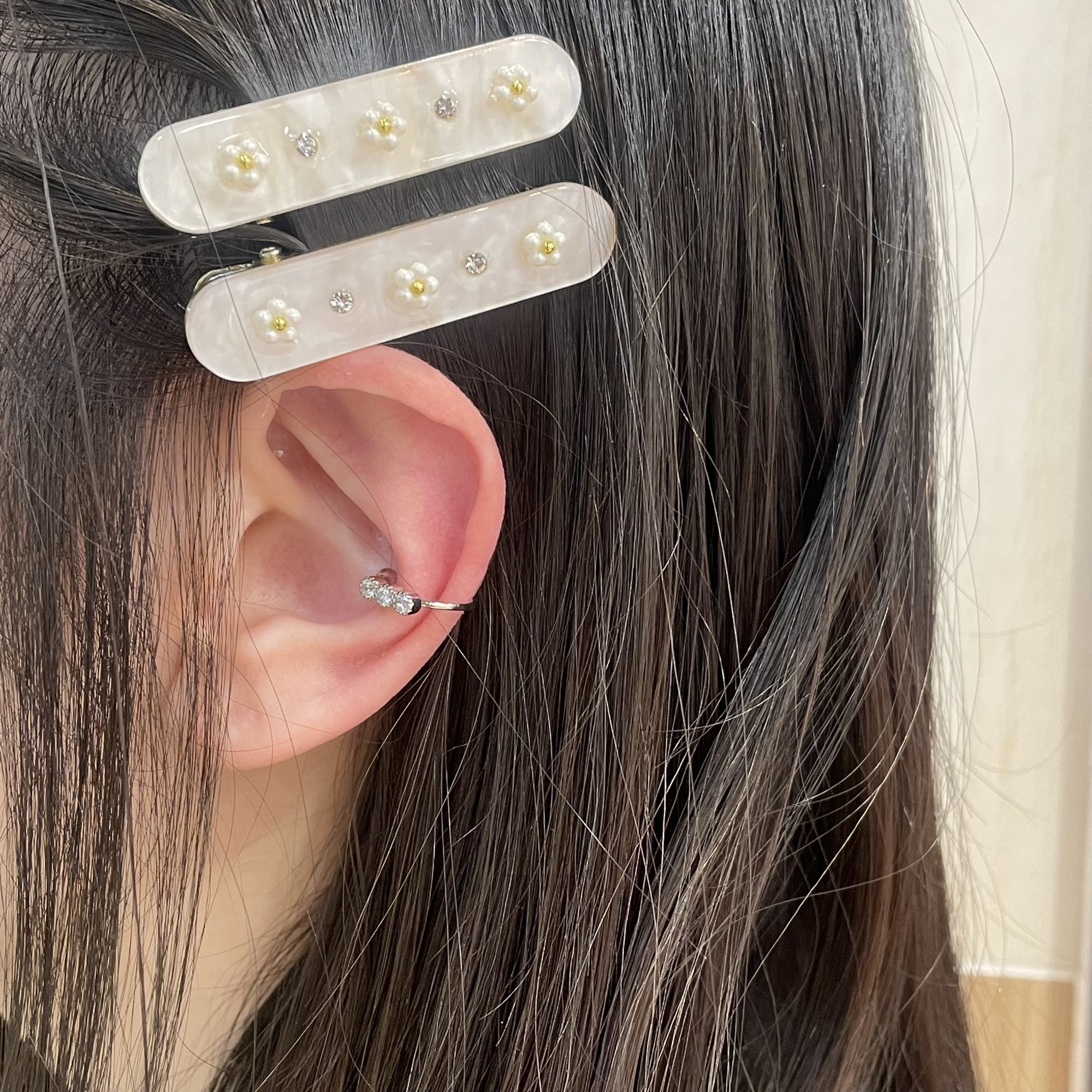 キュービックストーンイヤーカフ